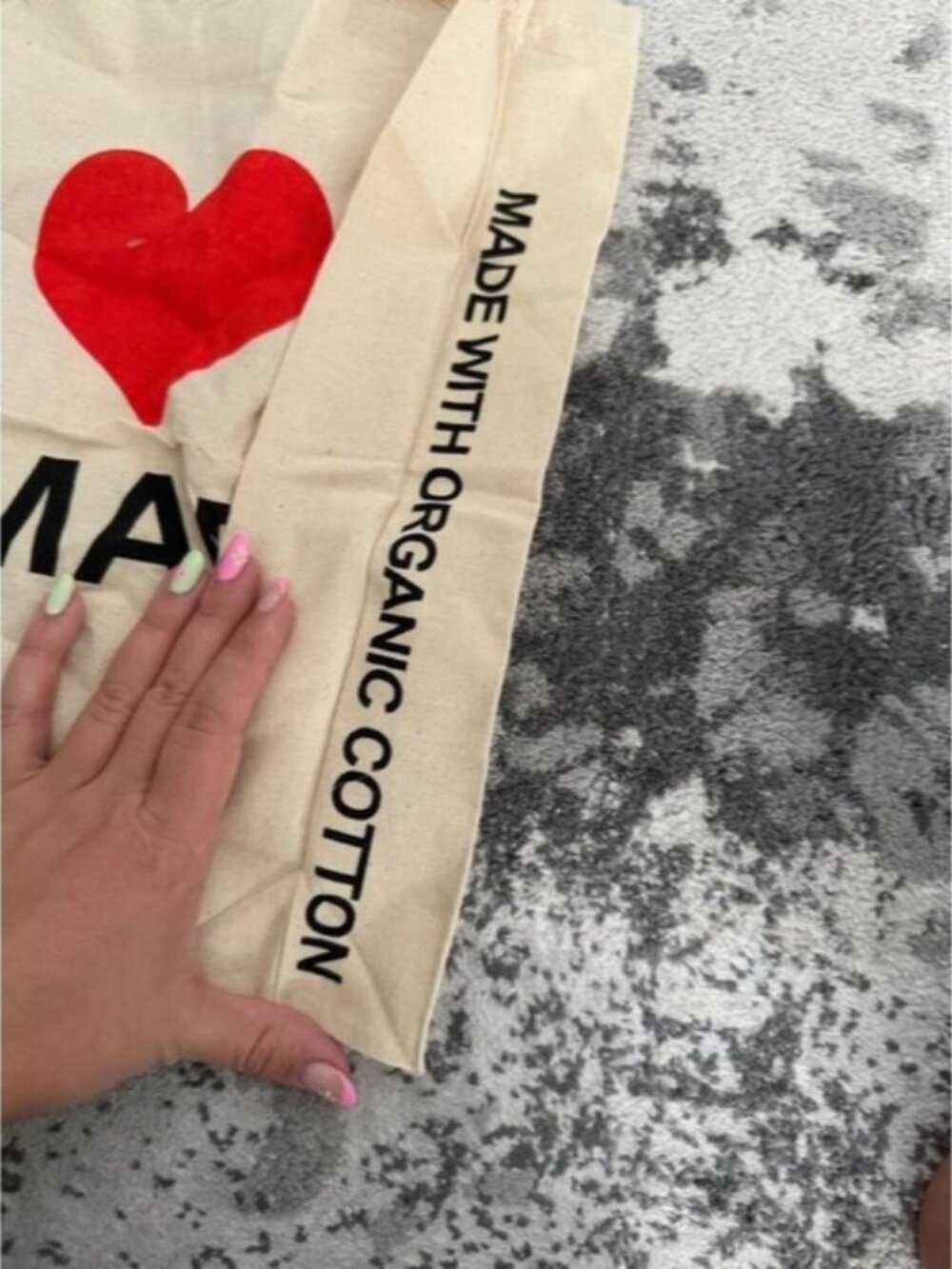 Primark Natural Canvas reusable Tote with Red Heart Print - Picture 2 of 4